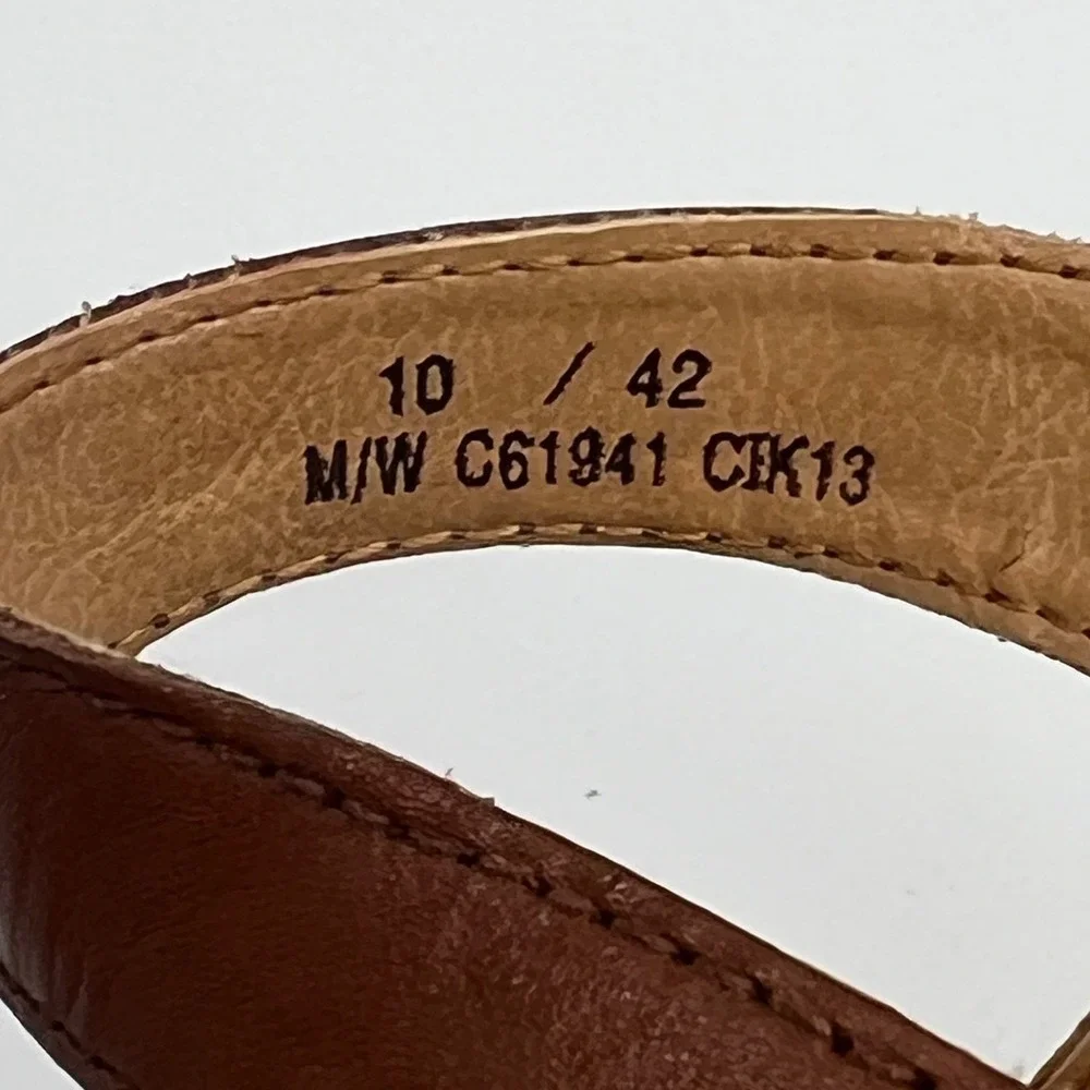 b.o.c. Born Concept Brown Leather T-Strap Cork Wedge Sandals Comfort Strappy 10